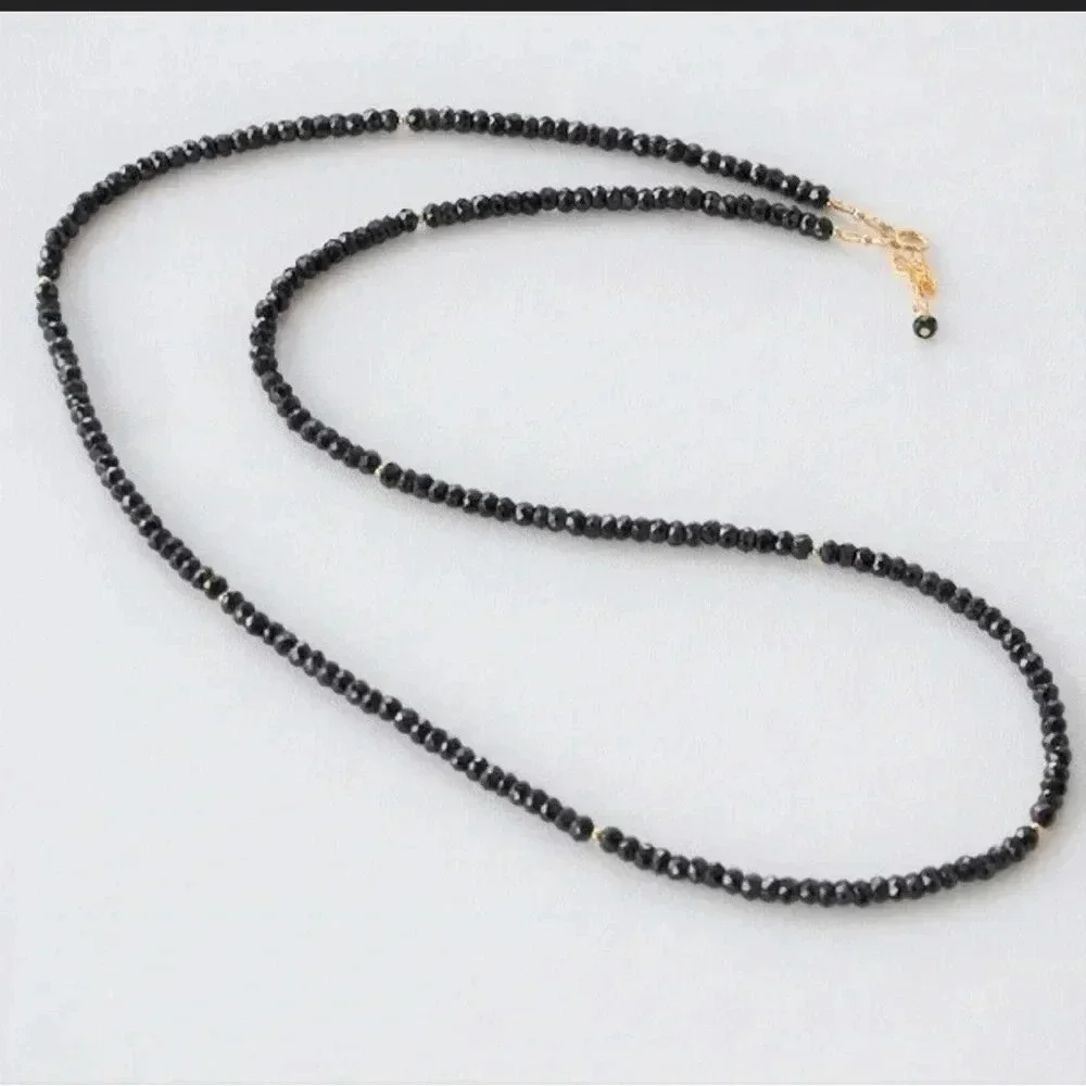 Unisex Necklace,Black Spinel,Black Long Necklace,featured On Chocolate City 2 - Picture 2 of 5